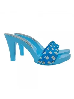 COMFORTABLE BLUE CLOGS WITH LIGHT BLUE POLKA DOT UPPER