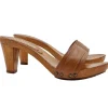 COMFORTABLE BROWN LEATHER CLOGS WITH HEEL 8