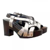 COMFORTABLE CLOGS WITH CROSSED LEATHER BANDS AND STRAP