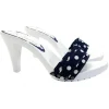 COMFORTABLE WHITE MULES WITH BLUE POIS BAND