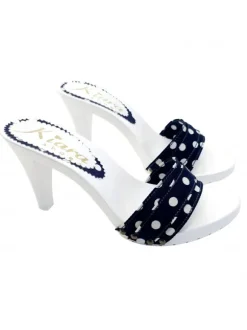 COMFORTABLE WHITE MULES WITH BLUE POIS BAND