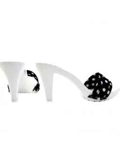 COMFORTABLE WHITE MULES WITH BLUE POIS BAND