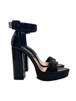 CROCODILE BLACK SANDALS HEEL 11