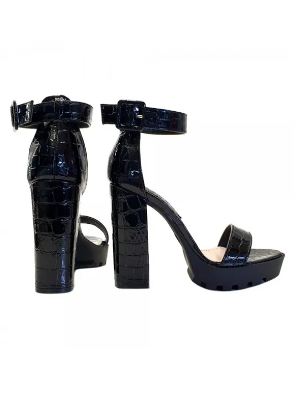 CROCODILE BLACK SANDALS HEEL 11