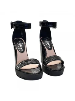 CROCODILE BLACK SANDALS HEEL 11