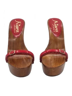 ELEGANT RED CLOGS WITH STRAP AND HEEL 13