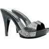 ELEGANT SILVER LAMINATED CLOGS WITH STILETTO HEEL