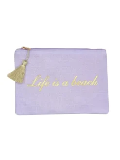 FABRIC GLICINE CLUTCH WITH PHRASE