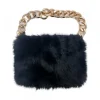 Faux fur shoulder bag with shoulder strap