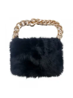 Faux fur shoulder bag with shoulder strap