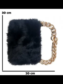 Faux fur shoulder bag with shoulder strap