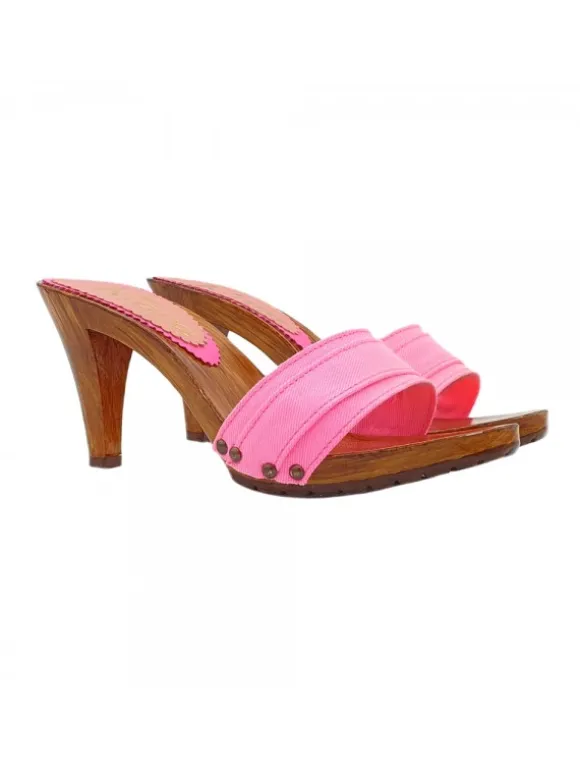 FLUO PINK CLOGS HEEL 9