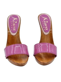 Fuchsia clogs and 12 cm heel