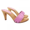 FUCHSIA CLOGS IN LEATHER HEEL 9