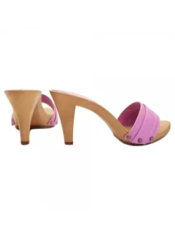 FUCHSIA CLOGS IN LEATHER HEEL 9