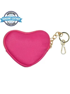 FUCHSIA HEART COIN PURSE WITH KEY RING