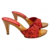 GLITTER CLOGS WITH RED LEATHER BAND