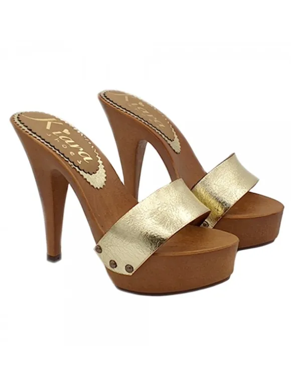 GOLDEN CLOGS IN LEATHER