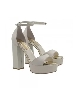 HANDMADE ITALIAN CLOGS WITH CREAM COLORED LEATHER UPPER | HEEL 12 CM