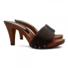 HEEL CLOGS IN DARK BROWN LEATHER