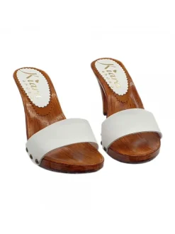 HEEL CLOGS IN WHITE LEATHER