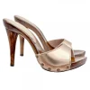 HIGH BRONZE-COLORED CLOGS WITH HEEL 12