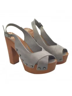 HIGH GRAY TAUPE OPEN TOE SANDALS - size 37