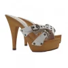 HIGH HEEL STILETTO CLOGS WHITE LEATHER