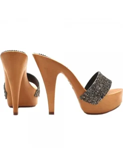 HIGH HEEL STILETTO CLOGS HEEL 13 WITH GLITTER