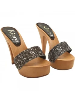 HIGH HEEL STILETTO CLOGS HEEL 13 WITH GLITTER