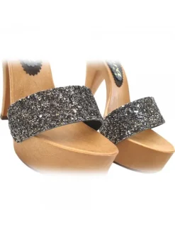 HIGH HEEL STILETTO CLOGS HEEL 13 WITH GLITTER