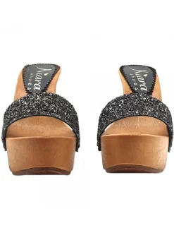 HIGH HEEL STILETTO CLOGS HEEL 13 WITH GLITTER