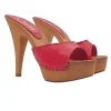 HIGH RED LEATHER CLOGS