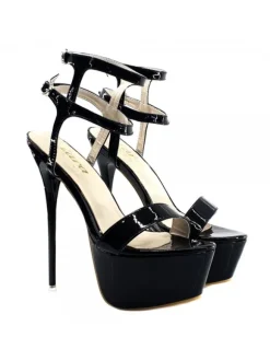 HIGH STILETTO IN BLACK PATENT LEATHER SIZE UP TO 44
