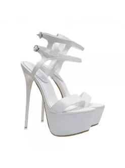 HIGH STILETTO IN WHITE PATENT LEATHER SIZE UP TO 44