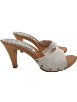 ICE COLOURED HEEL CLOGS IN SUEDE