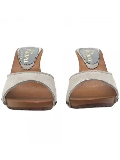 ICE COLOURED HEEL CLOGS IN SUEDE