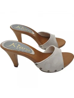 ICE COLOURED HEEL CLOGS IN SUEDE