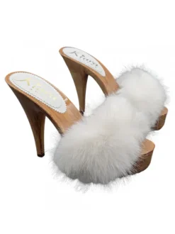 ICE FUR CLOGS - 13 CM HEEL - MADE IN ITALY