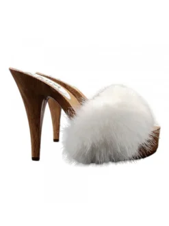 ICE FUR CLOGS - 13 CM HEEL - MADE IN ITALY