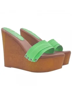 LADY CLOGS  WEDGE GREEN