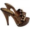 LEOPARD LEATHER HIGH HEEL CLOGS