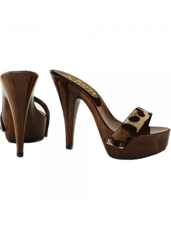 LEOPARD LEATHER HIGH HEEL CLOGS