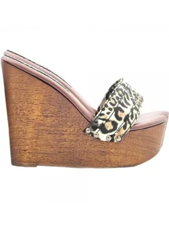 LEOPARD WEDGE CLOGS HEEL 13