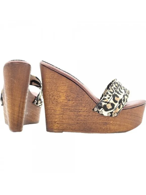 LEOPARD WEDGE CLOGS HEEL 13