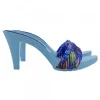 Light blue clogs with 9 cm heel and boreal band - Made in Italy