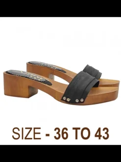 LOW BLACK CLOGS WITH DOUBLE FABRIC BAND