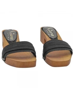 LOW BLACK CLOGS WITH DOUBLE FABRIC BAND
