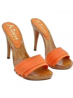 ORANGE CLOGS WITH HIGH HEEL