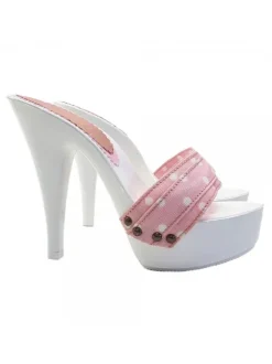 PINK POLKA DOT CLOGS HEEL 13